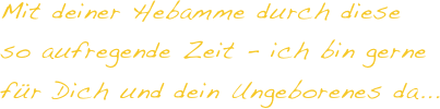 Mit deiner Hebamme durch diese 
so aufregende Zeit - ich bin gerne
für Dich und dein Ungeborenes da...