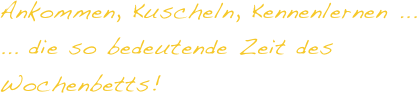 Ankommen, Kuscheln, Kennenlernen ... 
... die so bedeutende Zeit des 
Wochenbetts!